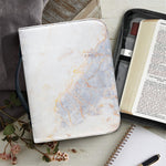 Pink White Grey Marble Print Leather Bible Cover
