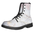 Pink White Grey Marble Print Lace-Up Boots