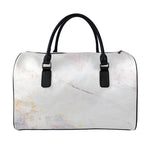 Pink White Grey Marble Print Leather Duffle Bag
