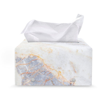 Pink White Grey Marble Print Leather Tissue Box Cover