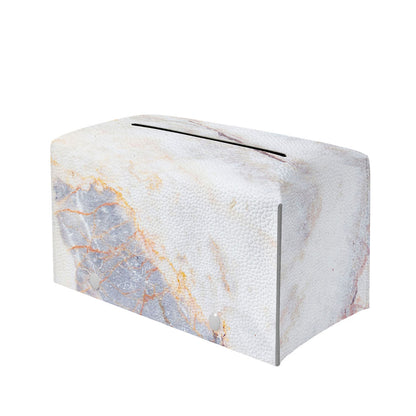 Pink White Grey Marble Print Leather Tissue Box Cover