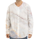 Pink White Grey Marble Print Long Sleeve Baseball Jersey