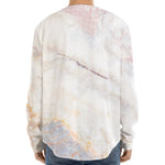 Pink White Grey Marble Print Long Sleeve Baseball Jersey