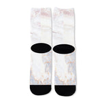 Pink White Grey Marble Print Long Socks