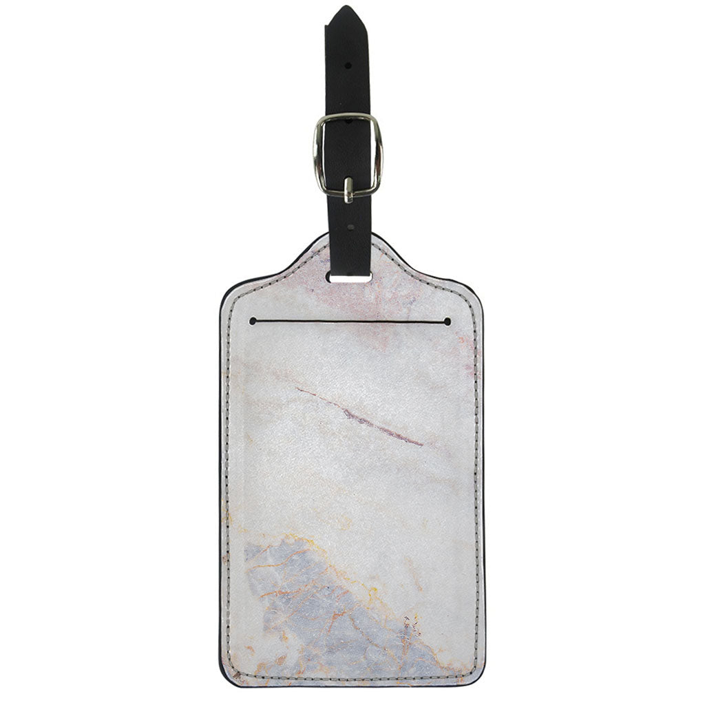 Pink White Grey Marble Print Luggage Tag