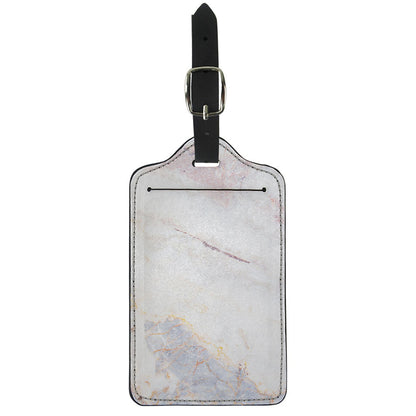 Pink White Grey Marble Print Luggage Tag