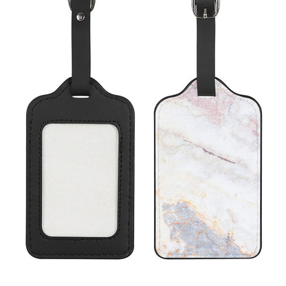 Pink White Grey Marble Print Luggage Tag