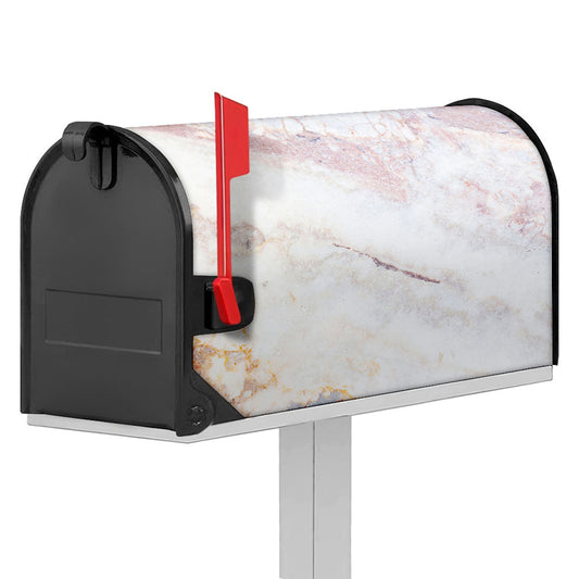 Pink White Grey Marble Print Mailbox Cover