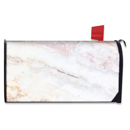 Pink White Grey Marble Print Mailbox Cover