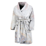 Pink White Grey Marble Print Men's Bathrobe