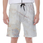 Pink White Grey Marble Print Men's Beach Shorts