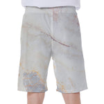 Pink White Grey Marble Print Men's Beach Shorts
