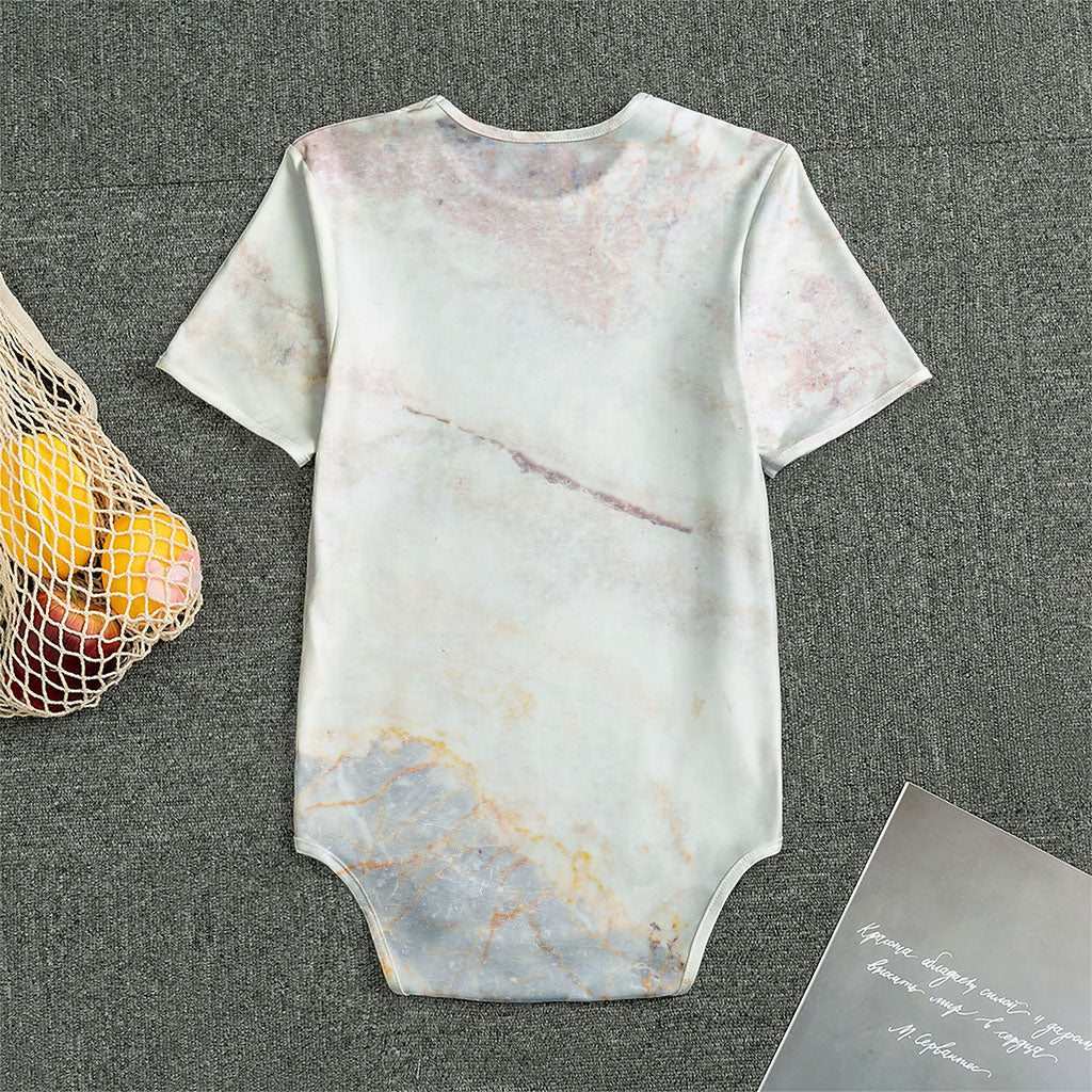 Pink White Grey Marble Print Men's Bodysuit