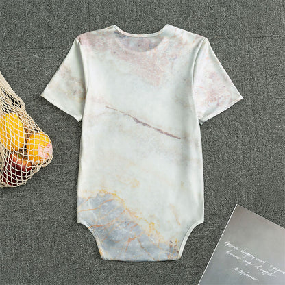 Pink White Grey Marble Print Men's Bodysuit