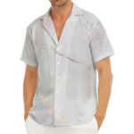 Pink White Grey Marble Print Men's Deep V-Neck Shirt