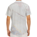 Pink White Grey Marble Print Men's Deep V-Neck Shirt