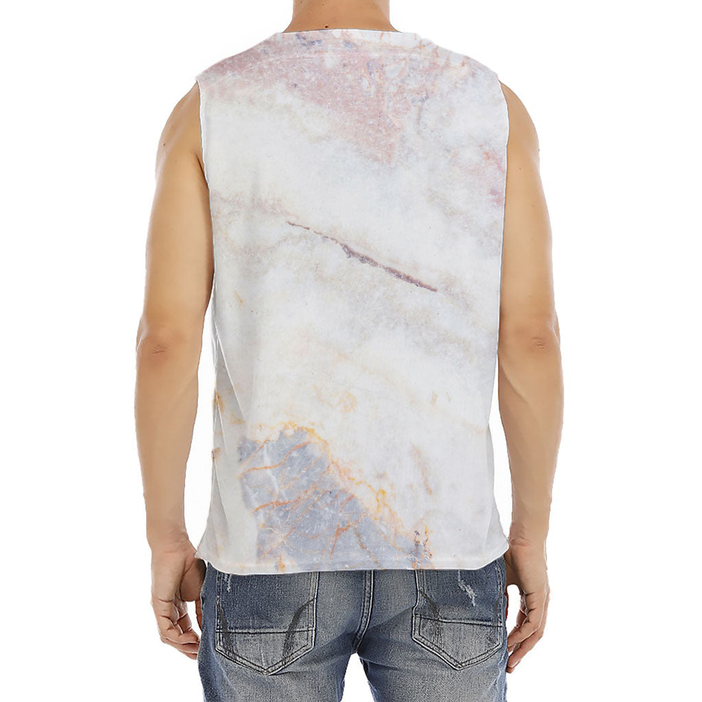 Pink White Grey Marble Print Men's Fitness Tank Top