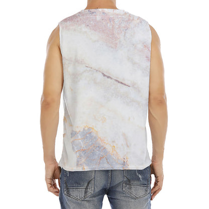 Pink White Grey Marble Print Men's Fitness Tank Top