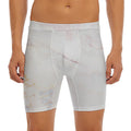 Pink White Grey Marble Print Men's Long Boxer Briefs