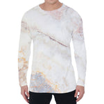 Pink White Grey Marble Print Men's Long Sleeve T-Shirt
