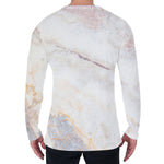 Pink White Grey Marble Print Men's Long Sleeve T-Shirt