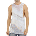 Pink White Grey Marble Print Men's Muscle Tank Top