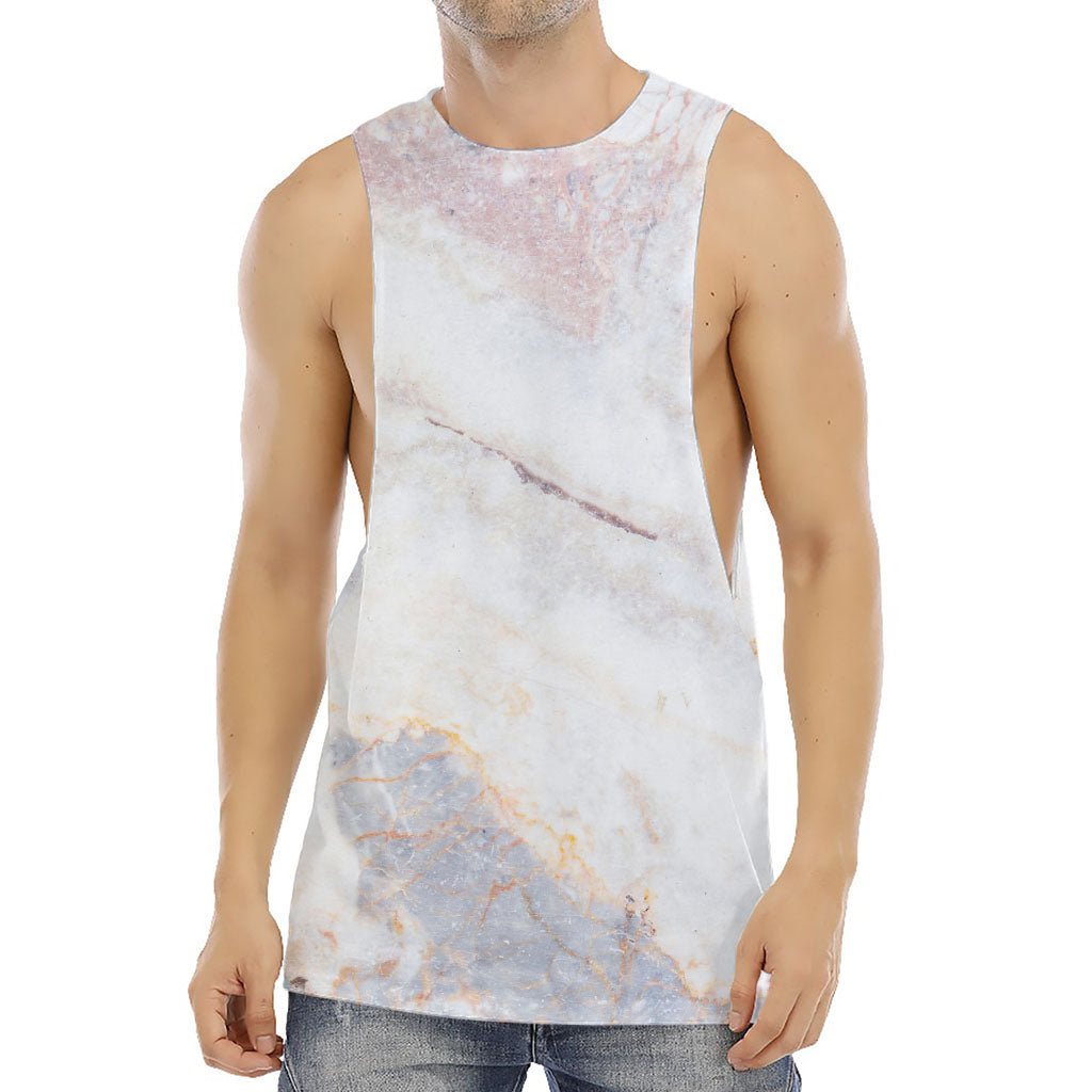 Pink White Grey Marble Print Men's Muscle Tank Top