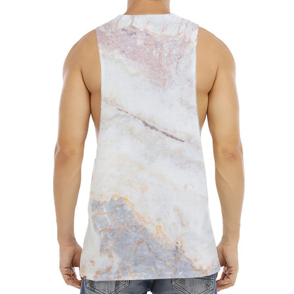 Pink White Grey Marble Print Men's Muscle Tank Top