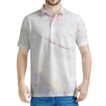 Pink White Grey Marble Print Men's Polo Shirt