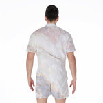 Pink White Grey Marble Print Men's Rompers