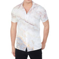 Pink White Grey Marble Print Men's Shirt