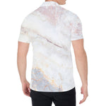 Pink White Grey Marble Print Men's Shirt