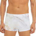 Pink White Grey Marble Print Men's Short Boxer Briefs