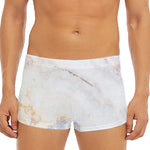Pink White Grey Marble Print Men's Short Boxer Briefs