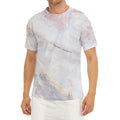 Pink White Grey Marble Print Men's Short Sleeve Rash Guard