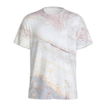 Pink White Grey Marble Print Men's Sports T-Shirt