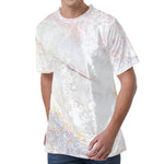 Pink White Grey Marble Print Men's Velvet T-Shirt