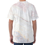 Pink White Grey Marble Print Men's Velvet T-Shirt