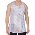 Pink White Grey Marble Print Men's Velvet Tank Top
