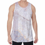 Pink White Grey Marble Print Men's Velvet Tank Top