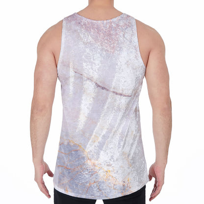 Pink White Grey Marble Print Men's Velvet Tank Top