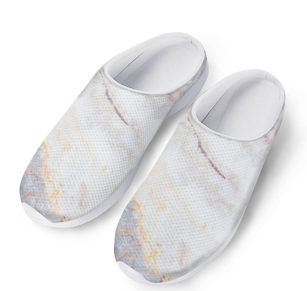 Pink White Grey Marble Print Mesh Casual Shoes