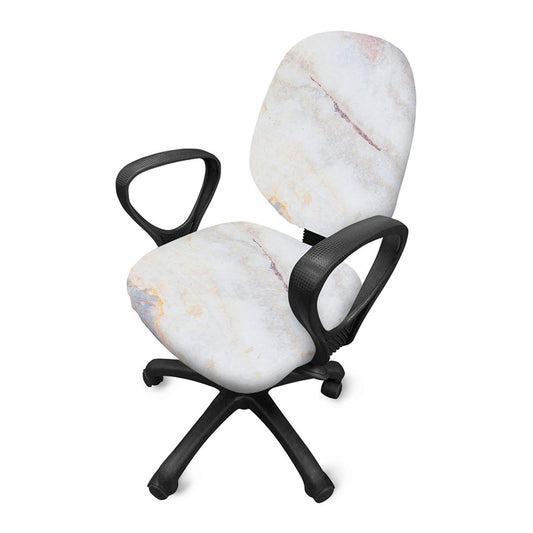 Pink White Grey Marble Print Office Chair Cover