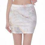 Pink White Grey Marble Print Pencil Mini Skirt