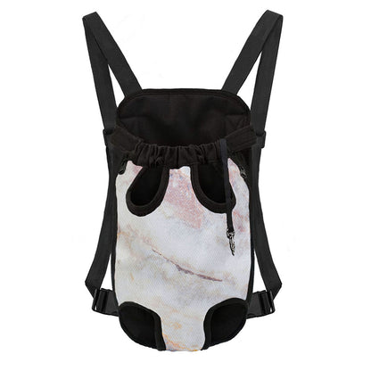 Pink White Grey Marble Print Pet Carrier Backpack