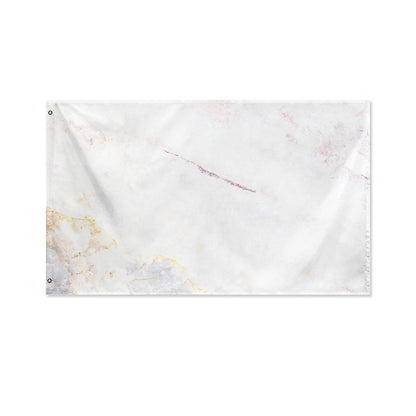 Pink White Grey Marble Print Polyester Flag