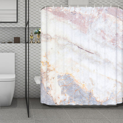 Pink White Grey Marble Print Polyester Shower Curtain