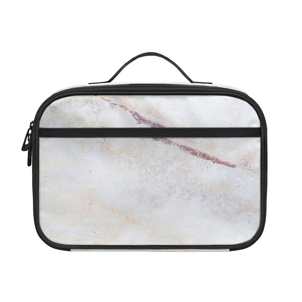 Pink White Grey Marble Print Portable Lunch Bag
