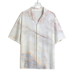 Pink White Grey Marble Print Rayon Hawaiian Shirt