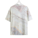 Pink White Grey Marble Print Rayon Hawaiian Shirt